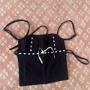 Edikted open back navy top with bow